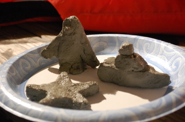 Figures made from core sample clay