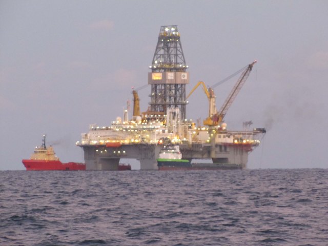 A drilling rig in the Gulf of Mexico